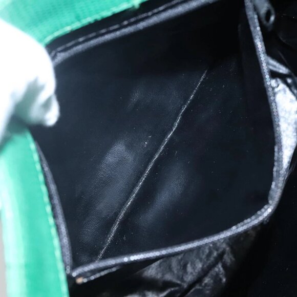 CELINE Shoulder Bag Leather Embossed Green Yellow Red Auth BA973 - Picture 13 of 16